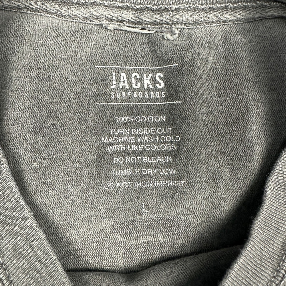 Jack's Surfboards T-Shirt Mens L Gray Mineral Wash California Surf Wave Logo Tee - Picture 3 of 7